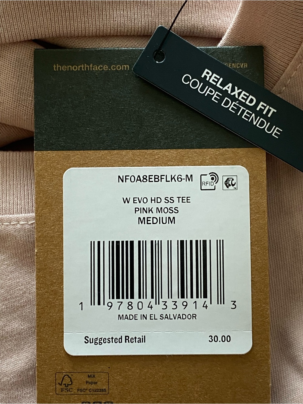 The North Face Women's Short Sleeve Logo Tee - Blush Pink - Picture 4 of 5